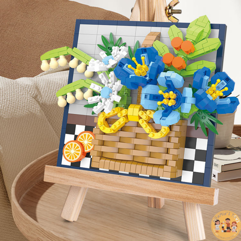 Mô hình lắp ráp hoa trang trí, mô hình lắp ráp bức tranh hoa 3D, lắp ráp mô hình chậu hoa, khung tranh hoa