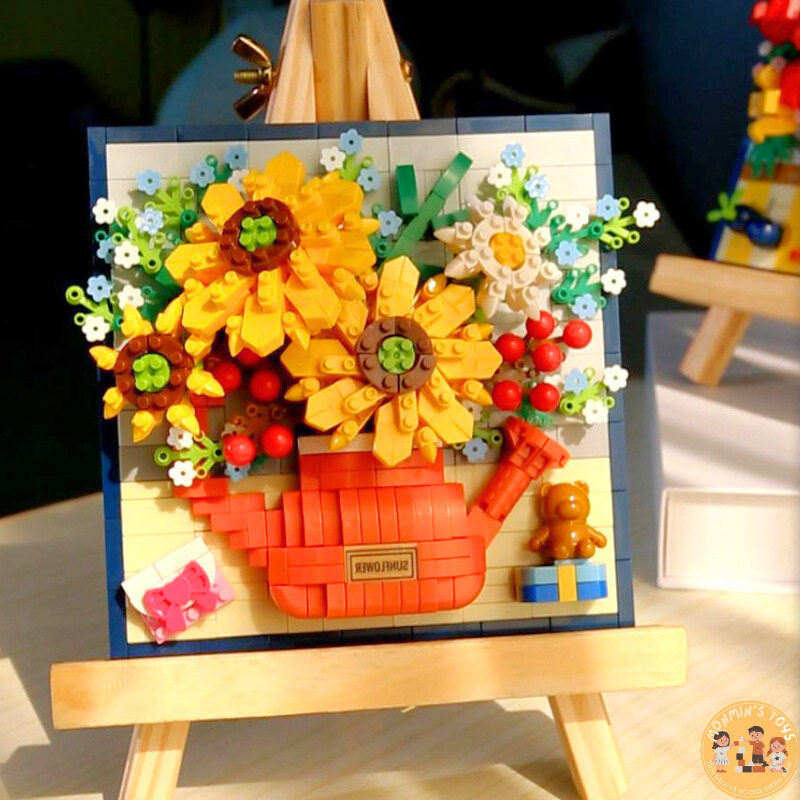 Mô hình lắp ráp hoa trang trí, mô hình lắp ráp bức tranh hoa 3D, lắp ráp mô hình chậu hoa, khung tranh hoa