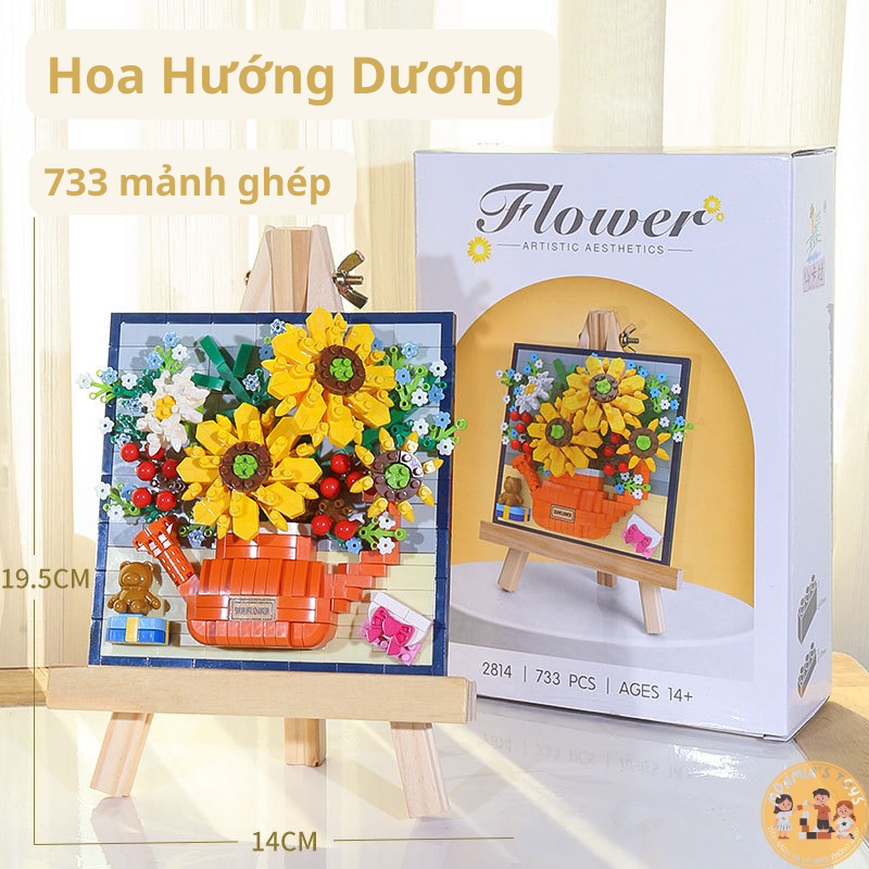 Mô hình lắp ráp hoa trang trí, mô hình lắp ráp bức tranh hoa 3D, lắp ráp mô hình chậu hoa, khung tranh hoa