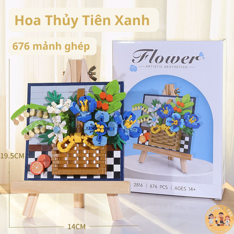 Mô hình lắp ráp hoa trang trí, mô hình lắp ráp bức tranh hoa 3D, lắp ráp mô hình chậu hoa, khung tranh hoa