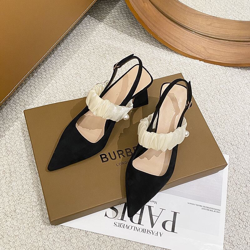 Giày cao gót mũi nhọn màu đen nữ mới giày mũi nông sang trọng phù hợp mọi đối tượng gót nhọn mũi dày đế đơn không mài