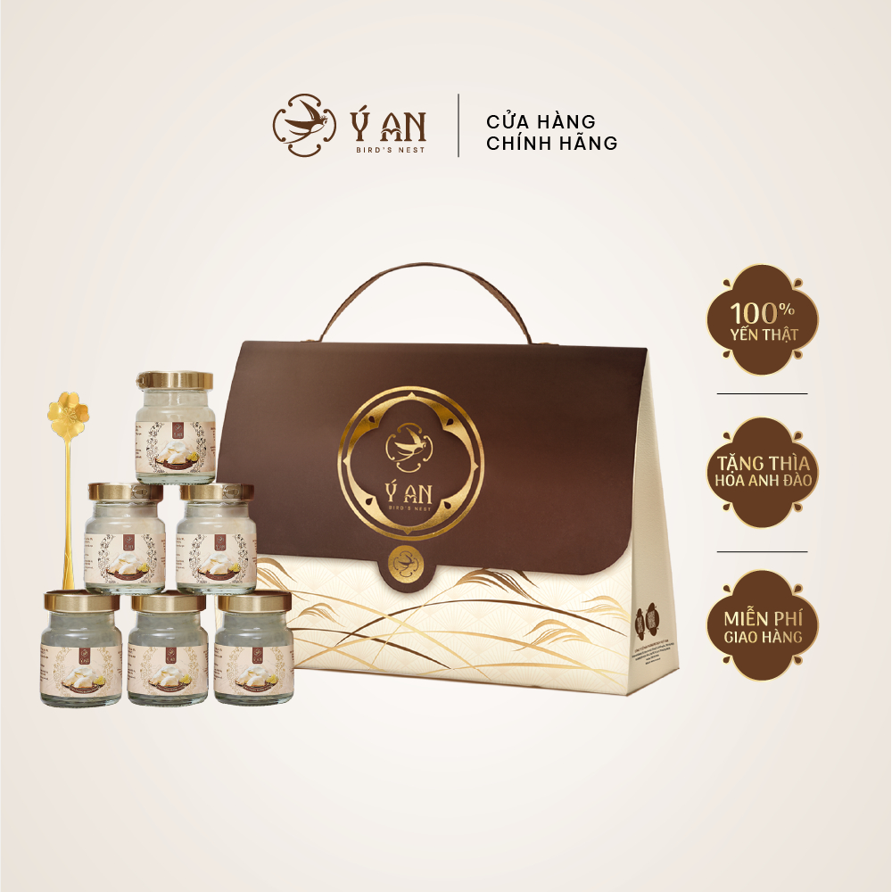 Yến chưng sẵn Ý An vị truyền thống thơm ngon bổ dưỡng set hộp túi xách 6 hũ x 70ml