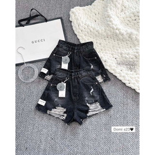 Quần short jean lật lai lưng cao, quần short rách
