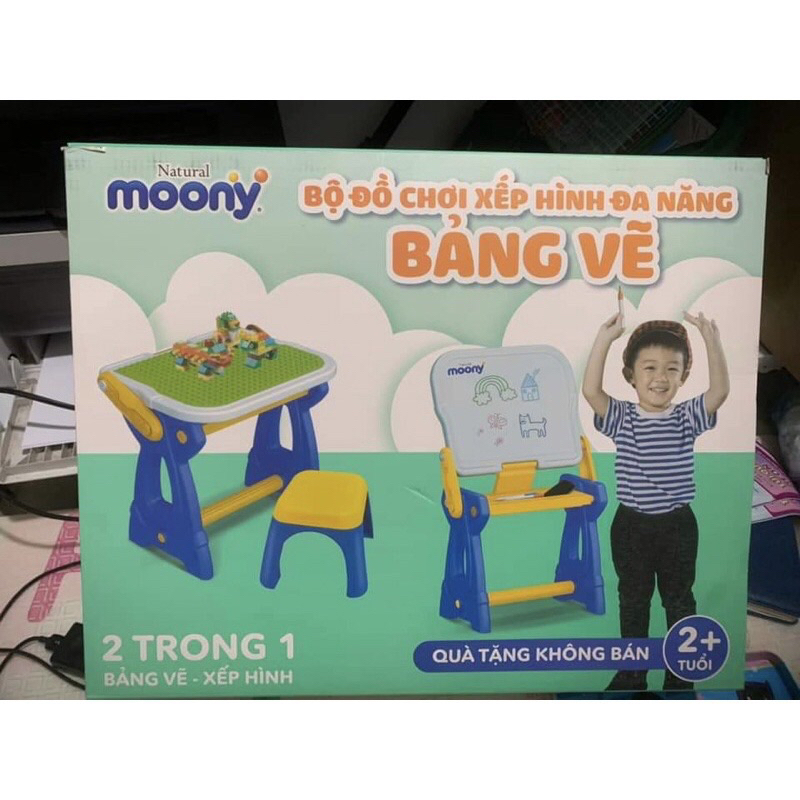 Có quà tặng - Bộ bàn ghế lego 2in1 kèm bảng vẽ -HKM Monny