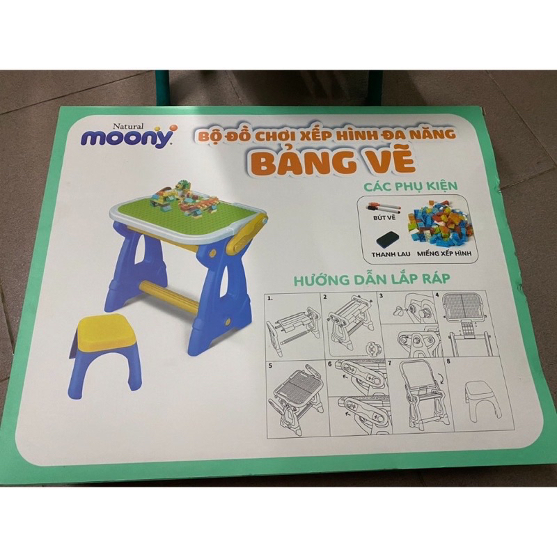 Có quà tặng - Bộ bàn ghế lego 2in1 kèm bảng vẽ -HKM Monny
