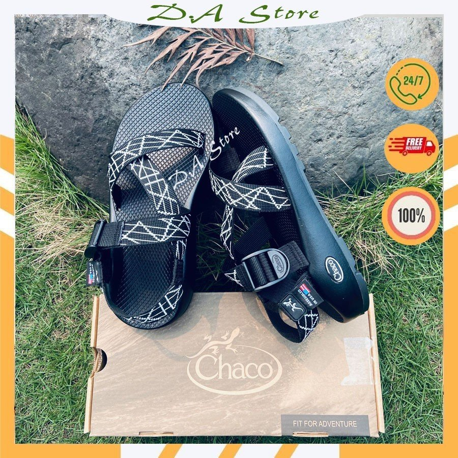 Dép nam nữ Sandal Chaco mẫu KẺ TRẮNG đế thường D.A Store dép nam nữ bền bỉ, năng động, bao bền