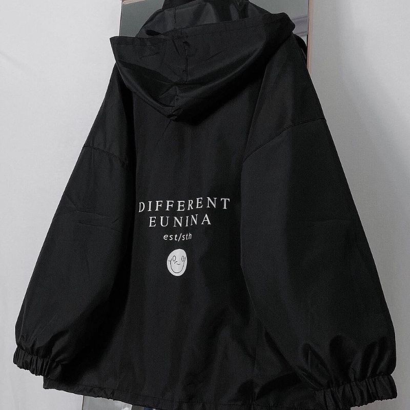 khoác vải lót dù Different Unisex Nam nữ có nón from rộng