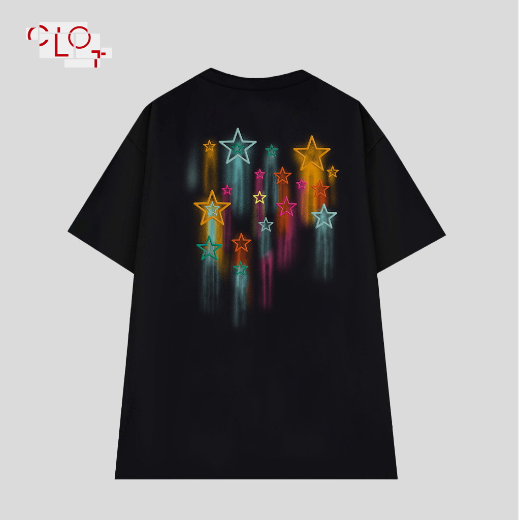 CLOT local brand Áo thun trắng Star Print vintage thời trang nữ bigsize unisex 100%Cotton