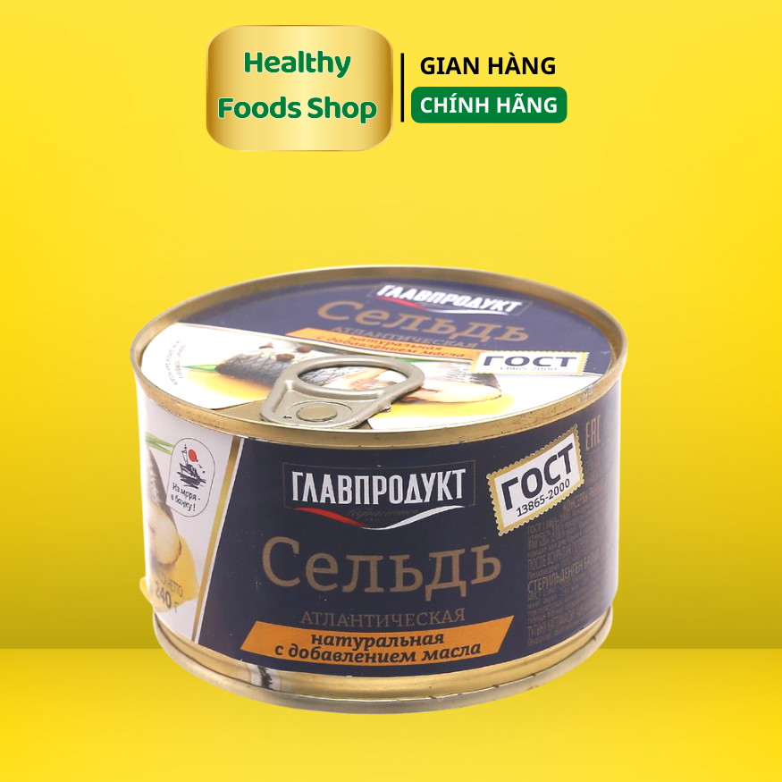 Cá Trích Đại Tây Dương GLAVPRODUCT Đóng Hộp 240g - Hàng nhập khẩu của Nga - Canned Atlantic Herring