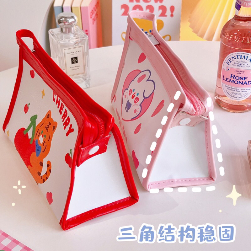 ( Tặng quà, sẵn ) Hộp bút/ túi đựng đồ da PU không thấm nước kích thước to in hình ngộ nghĩnh.