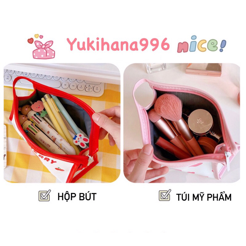 ( Tặng quà, sẵn ) Hộp bút/ túi đựng đồ da PU không thấm nước kích thước to in hình ngộ nghĩnh.