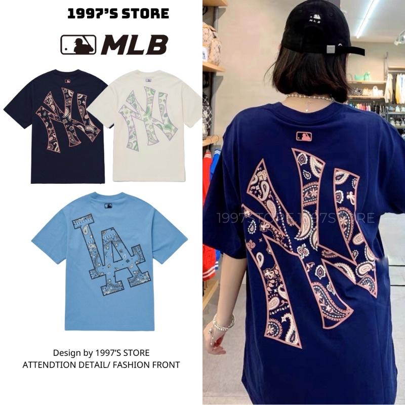 Áo thun tay lỡ form rộng nam nữ mlb in hình hoa văn siêu dễ thương thun cotton 2c mềm mịn