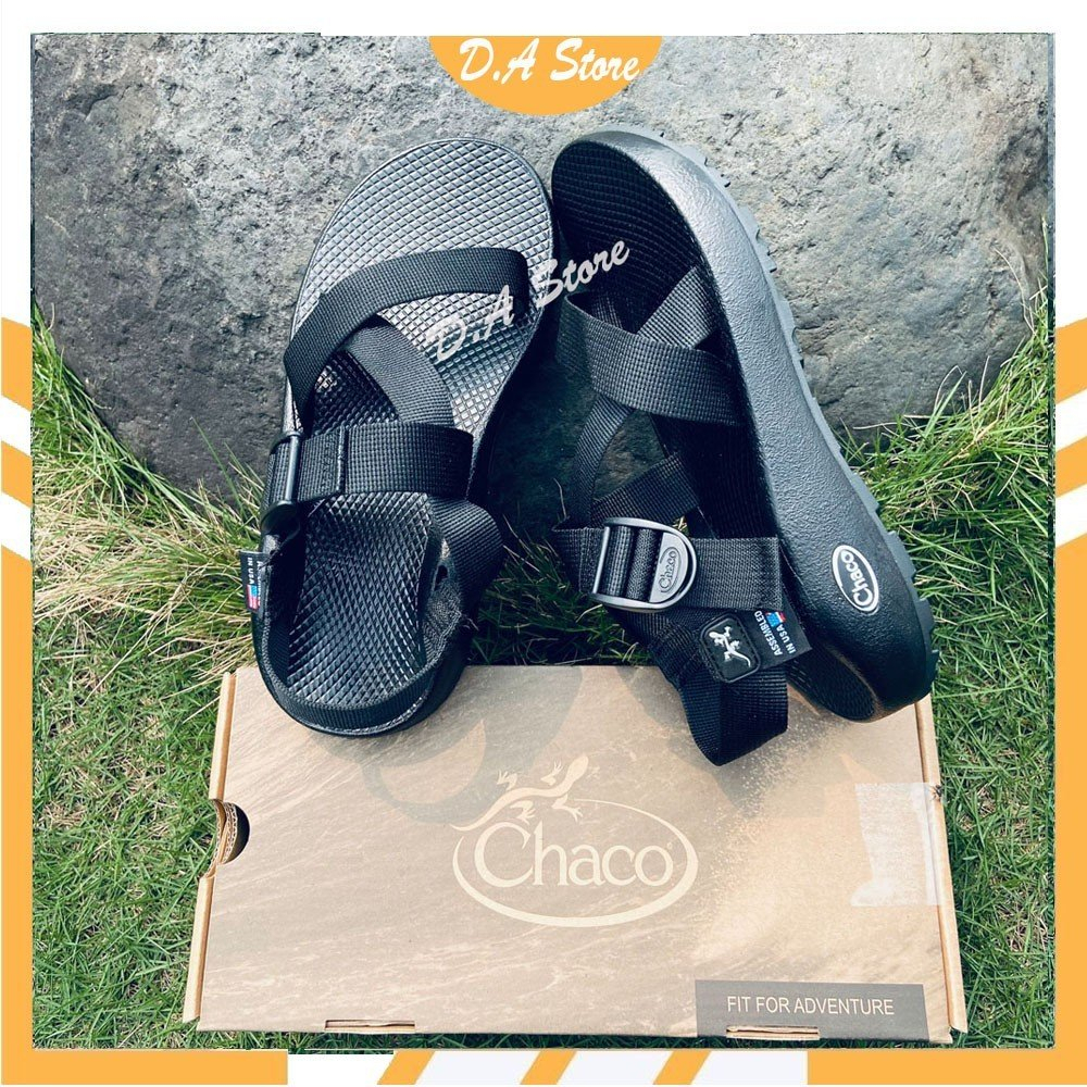 Sandal Chaco mẫu ĐEN FULL đế thường D.A Store dép nam nữ bền bỉ, năng động, bao bền, dép xăng đan quai hậu