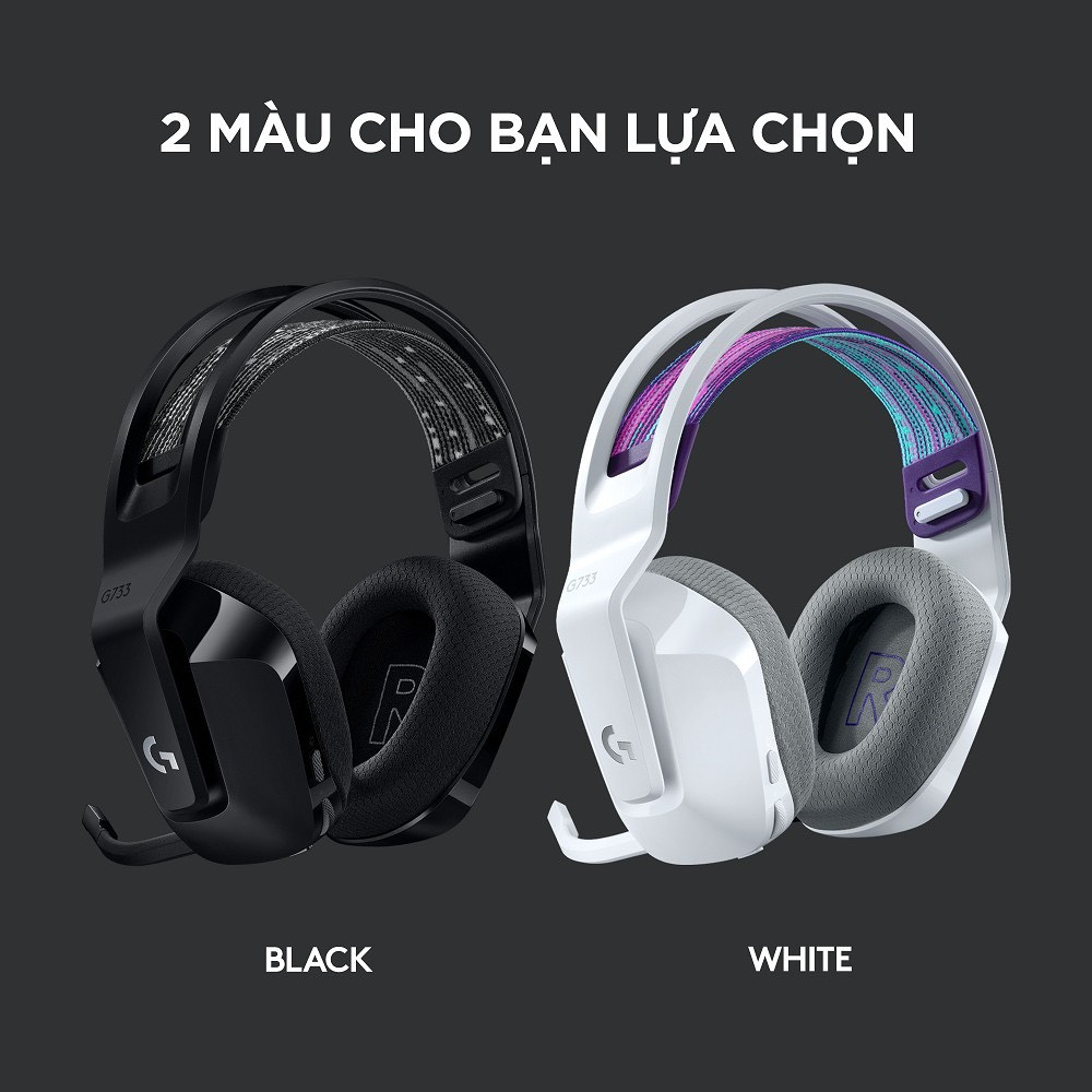 Tai nghe game không dây Logitech G733 Lightspeed RGB, màn loa Pro-G, Mic Blue Voice