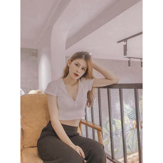 Áo thun croptop dây kéo