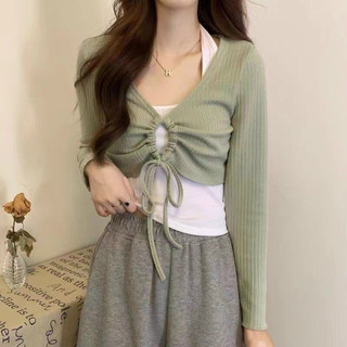 Áo phối cổ yếm dây rút