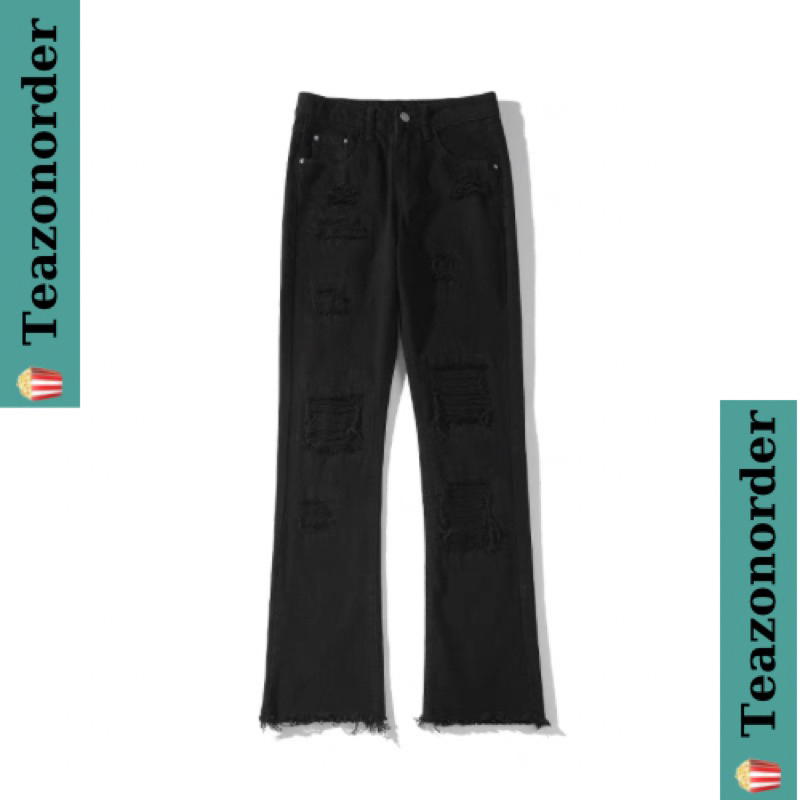 Quần jeans rách gối thiết kế siêu độc lạ hách dáng dễ phối đồ phong cách Hàn Quốc.