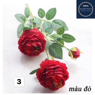 hoa lụa cao cấp hoa trà 2 bông 1 nụ