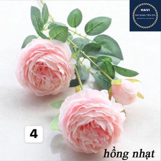 hoa lụa cao cấp hoa trà 2 bông 1 nụ