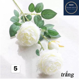 hoa lụa cao cấp hoa trà 2 bông 1 nụ