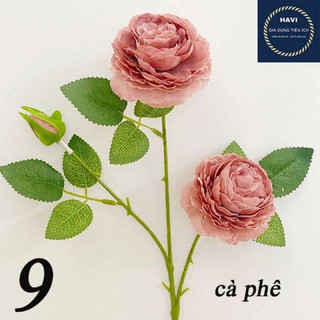 hoa lụa cao cấp hoa trà 2 bông 1 nụ