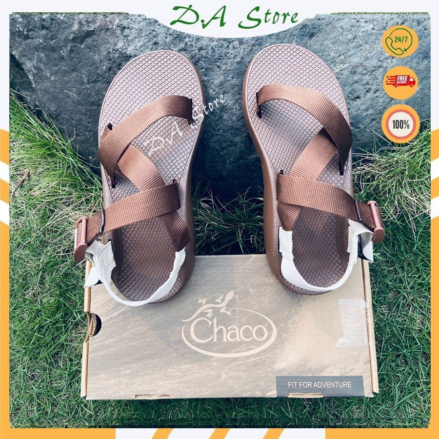 Sandal Chaco mẫu NÂU đế QUẾ thơm cao cấp D.A Store Dép Nam Nữ Quai Hậu Bền Bỉ, Năng Động dép xăng đan
