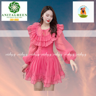 đầm tầng tay phồng chất voan tơ siêu đẹp siêu xinh ( thòi trang bigsize vicky.g -anitagreen) n423