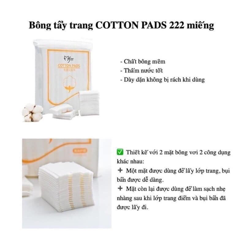 Bông tẩy trang 3 lớp - Túi gồm 222 miếng