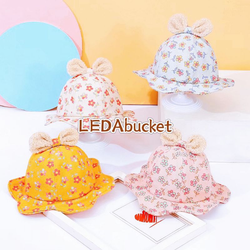 Mũ nón bucket vành tròn cho bé sơ sinh hình tai gấu, mèo, thỏ S6-24m phong cách Hàn