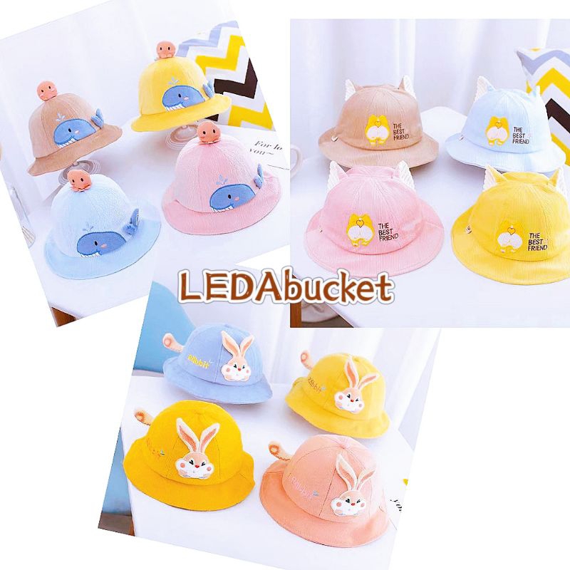 Mũ nón bucket vành tròn cho bé sơ sinh hình tai gấu, mèo, thỏ S6-24m phong cách Hàn