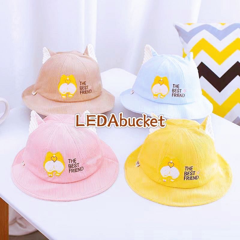 Mũ nón bucket vành tròn cho bé sơ sinh hình tai gấu, mèo, thỏ S6-24m phong cách Hàn