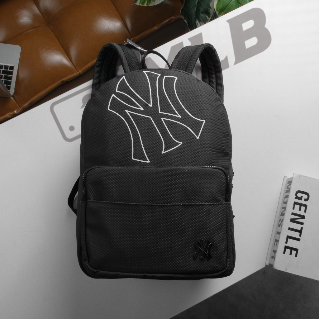 Balo MLB nam nữ da si chống nước tốt logo kim loại có ngăn đựng laptop xịn chuẩn store full tem tag 44cm x 30cm x 15cm