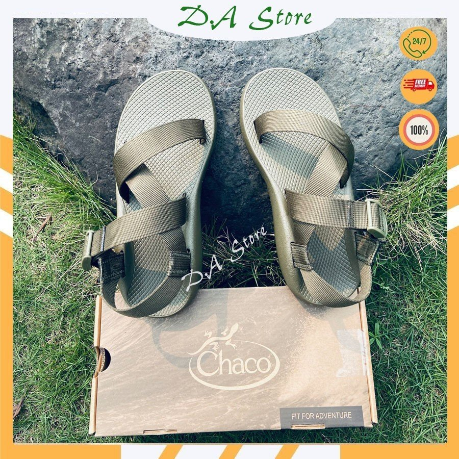 Sandal Chaco mẫu XANH RÊU đế QUẾ thơm cao cấp D.A Store Dép Nam Nữ Quai Hậu Bền Bỉ, Năng Động dép xăng đan