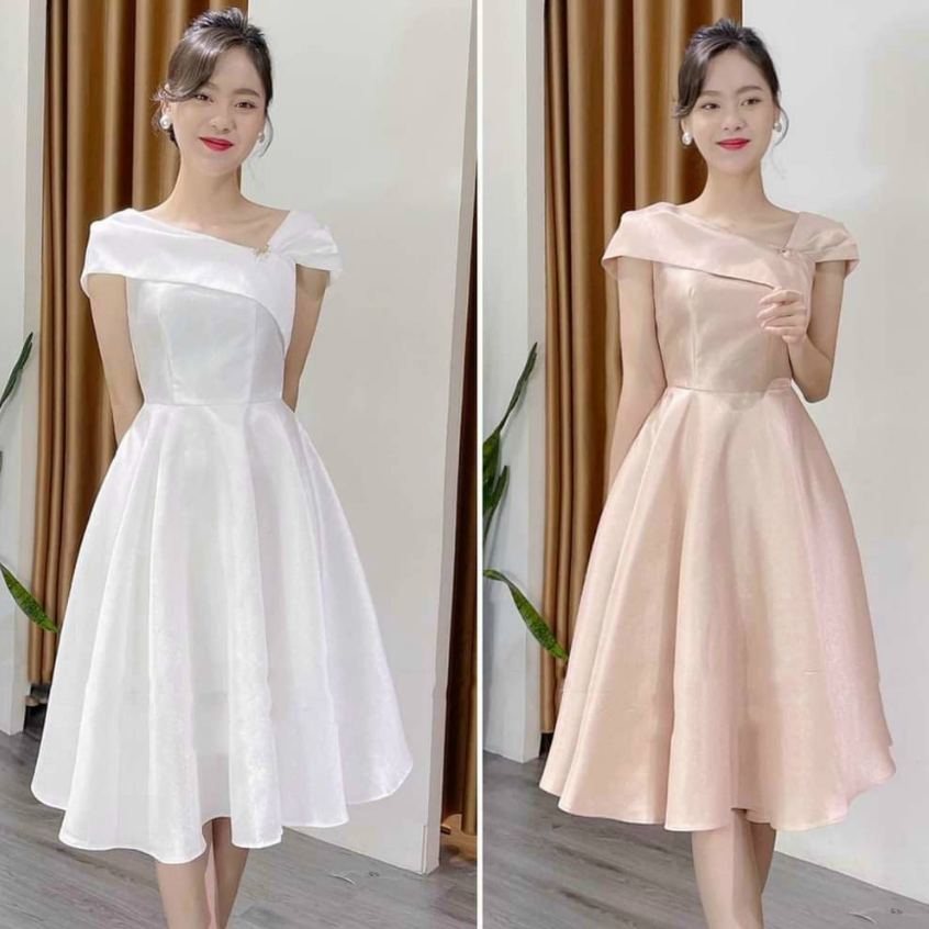 Đầm thiết kế nữ dài trắng dự tiệc, dạ hội sang chảnh, váy công chúa tiểu thư LINA SHOP