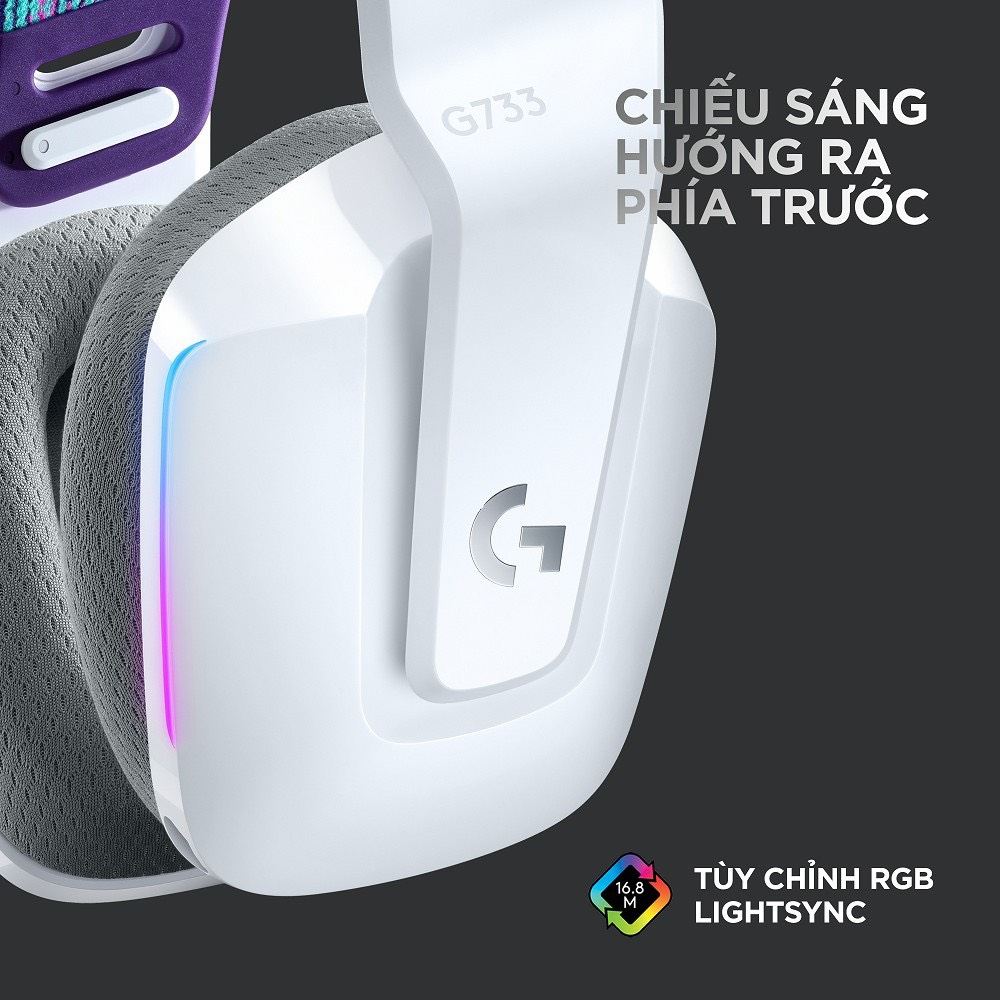 Tai nghe game không dây Logitech G733 Lightspeed RGB, màn loa Pro-G, Mic Blue Voice