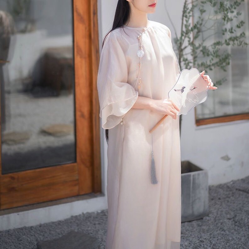 Váy Sườn xám cách tân áo dài kiểu trung hoa trung quốc trang phục bàn trà spa