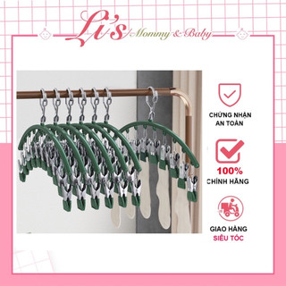 Móc kẹp treo tất đồ lót có khóa chống tuột, móc phơi inox 10 kẹp phơi đồ mqa03