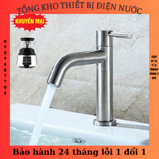 Vòi lạnh chậu rửa mặt inox 304 cao cấp tặng dây cấp nước + đầu vòi rửa điều hướng 360 độ