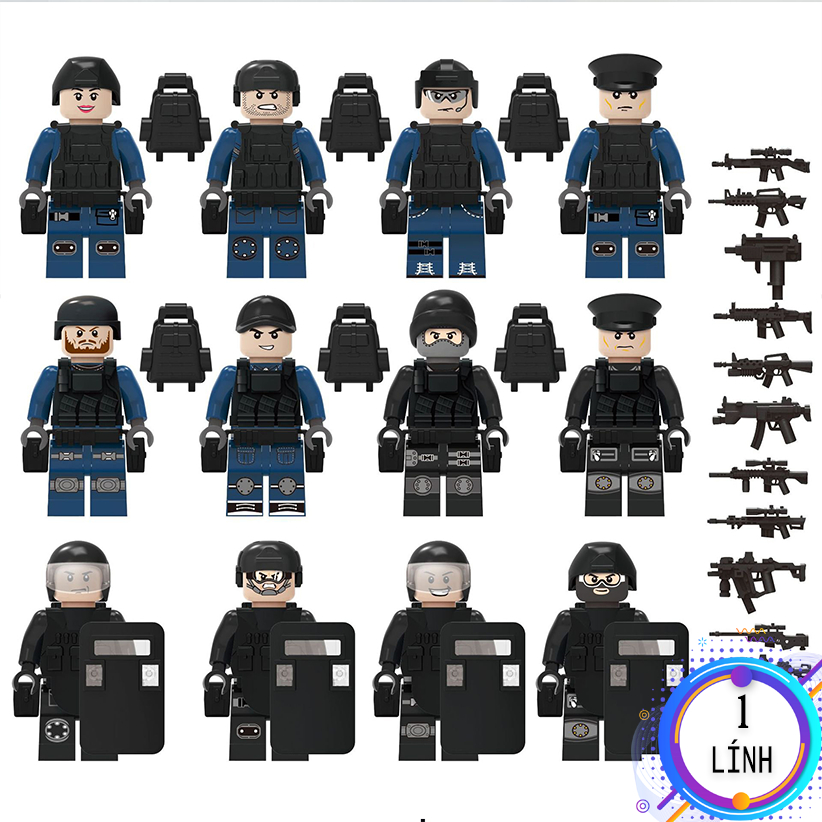 Đồ chơi lắp ráp lego cảnh sát lẻ kèm đủ phụ kiên, nhân vật lego swat đồ chơi cho bé