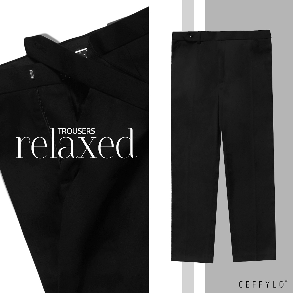 Quân Âu Nam Ống Đúng Dáng Suông Màu Đen CEFFYLO , Chất Liệu Cotton Cao Cấp - CEFFYLO