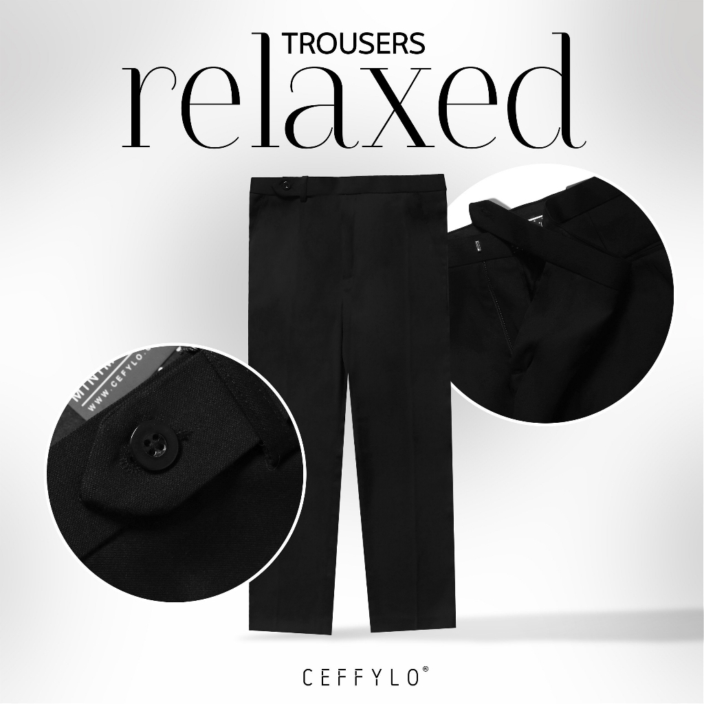 Quân Âu Nam Ống Đúng Dáng Suông Màu Đen CEFFYLO , Chất Liệu Cotton Cao Cấp - CEFFYLO