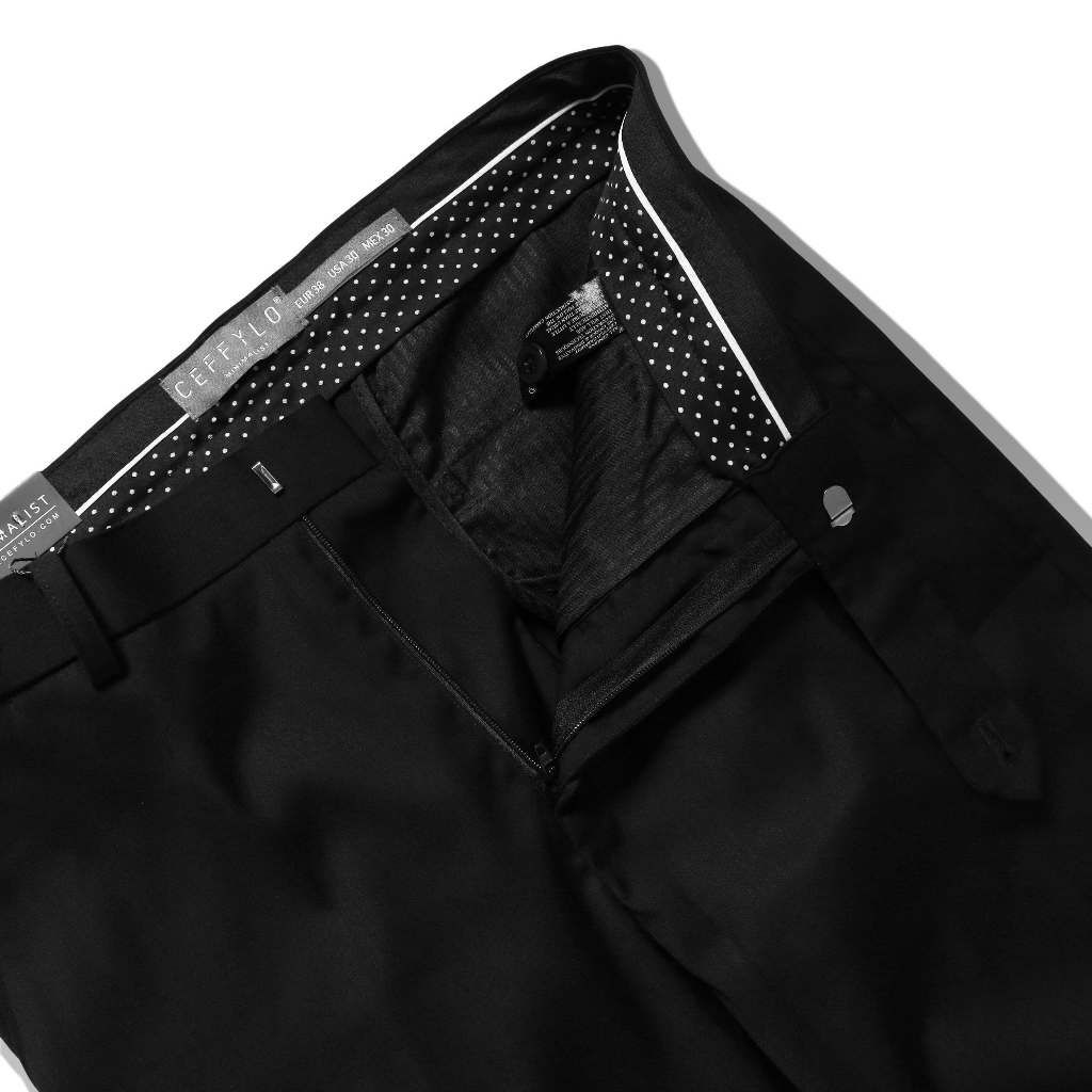 Quân Âu Nam Ống Đúng Dáng Suông Màu Đen CEFFYLO , Chất Liệu Cotton Cao Cấp - CEFFYLO