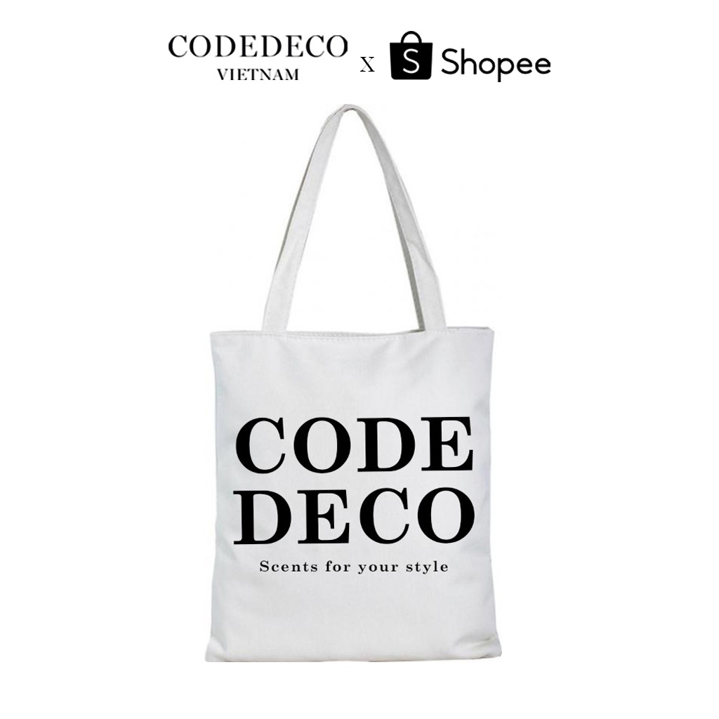 Túi đeo vai vải canvas Code Deco mẫu mới có khóa kéo