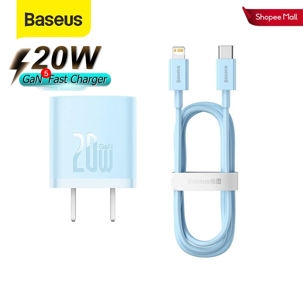Bộ Sạc Nhanh Ip 20W/Gan5 Baseus Dây Type C To Ip Siêu Bền Dùng Cho Ip 11 12 13 14 Promax Xs Max Xr 8P