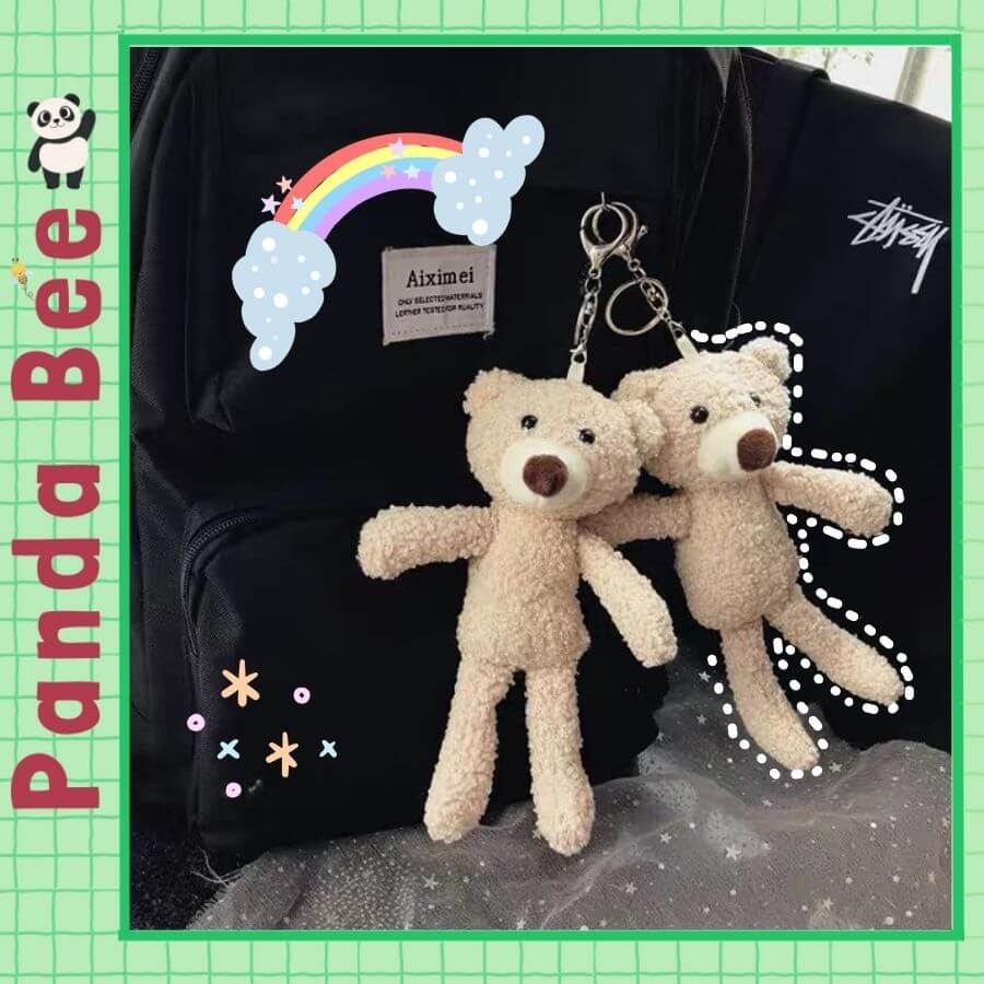 Móc Khóa Gấu Teddy Nhồi Bông Đáng Yêu Treo Balo Túi Xách, Quà Tặng Dễ Thương Panda Bee GB021