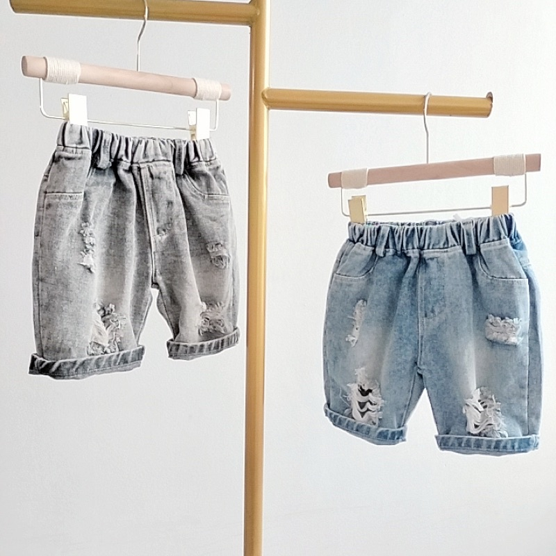 Quần Soóc Jean rách bé trai ❤️Quần bò ngố rách cho bé 8-22kg.Quần jeans ngố cho bé