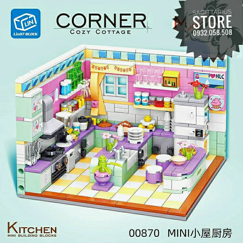 Bộ Xếp Hình non-Lego Zhegao Lắp Ráp Bếp & Phòng Ngủ Cho Bé Gái