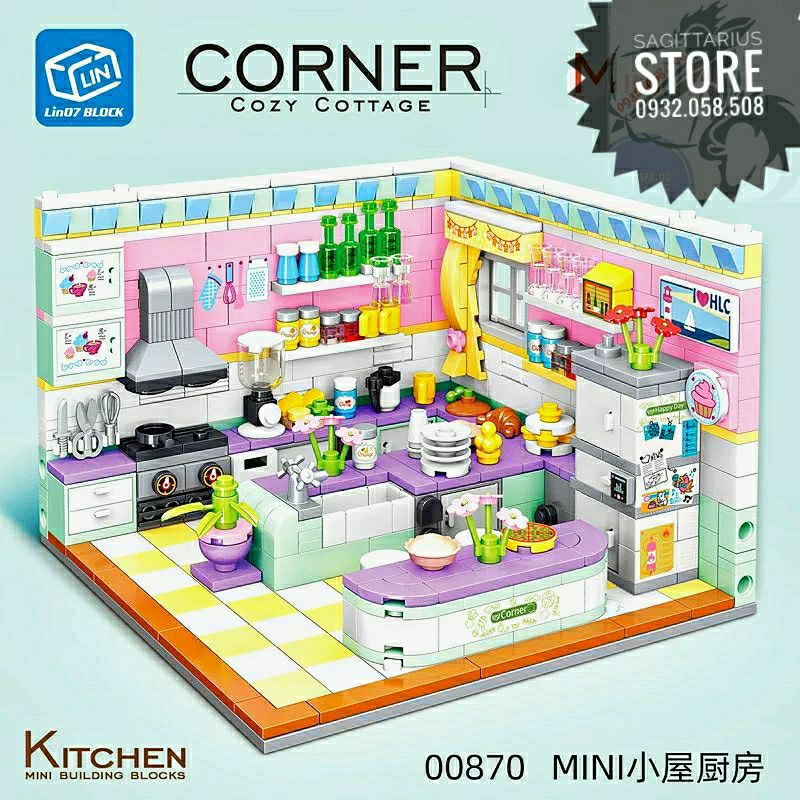 Bộ Xếp Hình non-Lego Zhegao Lắp Ráp Bếp & Phòng Ngủ Cho Bé Gái