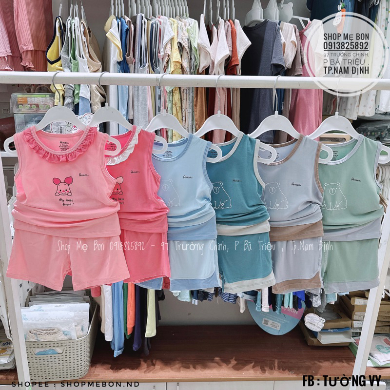 Bộ ba lỗ sợi tre hàng chính hãng Avaler cho bé trai bé gái