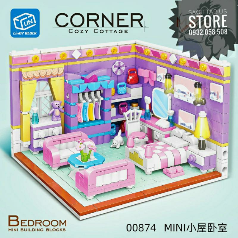 Bộ Xếp Hình non-Lego Zhegao Lắp Ráp Bếp & Phòng Ngủ Cho Bé Gái